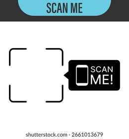 Scan qr code. Scan QR code flat icon with phone. Qr Code template for mobile app, payment and discounts. Barcode. Mobile payment and quick response codes. Scan me with smartphone. Vector illustration