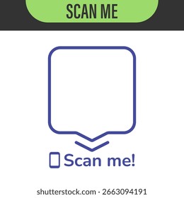 Scan qr code. Scan QR code flat icon with phone. Qr Code template for mobile app, payment and discounts. Barcode. Mobile payment and quick response codes. Scan me with smartphone. Vector illustration
