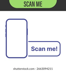 Scan qr code. Scan QR code flat icon with phone. Qr Code template for mobile app, payment and discounts. Barcode. Mobile payment and quick response codes. Scan me with smartphone. Vector illustration
