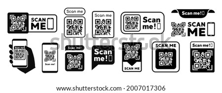 Scan QR code flat icon with phone. Barcode. Vector illustration.