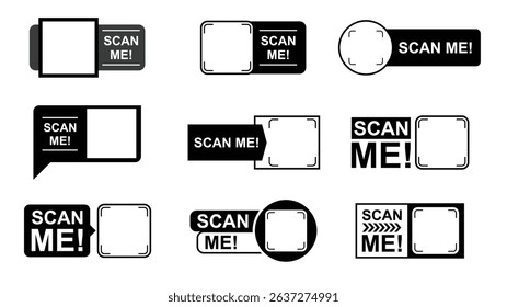 Scan QR code flat set icon collection. Scan me icon. Scan qr code icon for payment, mobile app and identification.