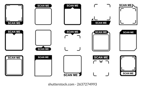 Scan QR code flat set icon collection. Scan me icon. Scan qr code icon for payment, mobile app and identification.