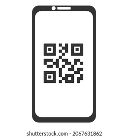 Scan Qr Code Icon, Barcode Scanner, Phone App, Thin Line Web Symbol On White Background - Editable Stroke Vector Illustration Eps10