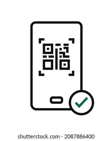 Scan QR Code icon barcode scan and check icon. editable vector.
