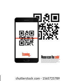 Scan QR code icon with phone. Barcode. Vector illustration.