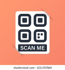 Scan qr code icon. Quick response code or QR code for mobile app, payment and website. Scan me sign tag.