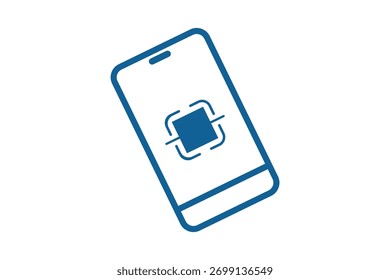 Scan qr code icon. QR code scanning process. Barcode scanner, phone app, thin line web symbol on white background - editable stroke vector illustration.