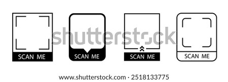 Scan qr code icon. QR code set. Scan Me. Template of frames for QR code with text - scan me. Vector illustration.