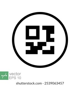 Scan qr code icon. Simple flat style. Scanning black round qr badge on mobile application, barcode, digital identification concept. Vector illustration symbol isolated on white background. EPS 10.
