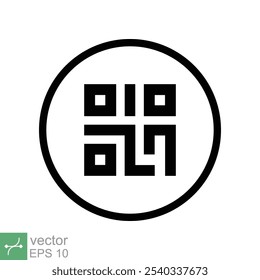 Scan qr code icon. Simple flat style. Scanning black round qr badge on mobile application, barcode, digital identification concept. Vector illustration symbol isolated on white background. EPS 10.