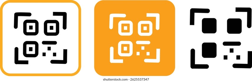 Ícone Scan QR code. Digitalize o símbolo de código QR. código QR para pagamento, sinal de identificação dactiloscópica, símbolo de ilustração vetorial,
