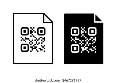 Escanee el conjunto de Vectores de iconos de código QR. Código comercial, industrial con símbolo de documento