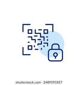 Scan qr code and lock. Confidentiality and protected information access. Pixel perfect, editable stroke icon