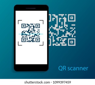 Scan QR code to Mobile Phone. Electronic , digital technology, barcode. Vector illustration EPS10