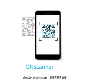 Scan QR code to Mobile Phone. Electronic , digital technology, barcode. Vector illustration EPS10