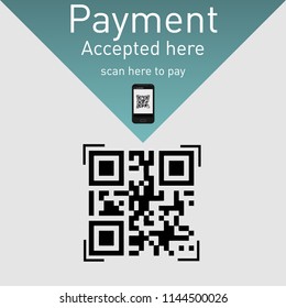 Scan QR Code To Mobile Phone With Paper Qr Payment Accepted Here.