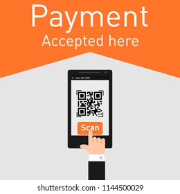 Scan QR Code To Mobile Phone With Paper Qr Payment Accepted Here.