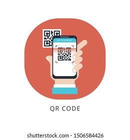 Scan QR code to Mobile Phone. Electronic , digital technology, bar code. Vector illustration.