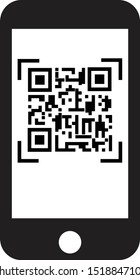 scan QR code with mobile phone icon on white background. flat style. qr code on mobile phone symbol. 