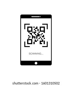 Scan a QR code with a mobile phone on a white background, vector illustration.