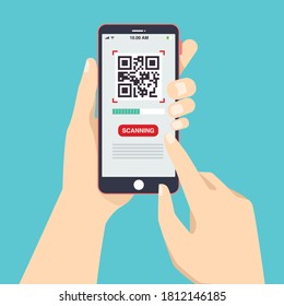 Scan QR code to Mobile Phone. Electronic , digital technology, barcode. Vector illustration.