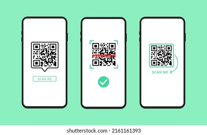 Scan QR code with Mobile phone. Laser Scanning label. Scan me icon. Scan qr code icon for payment, mobile app, website Vector illustration.