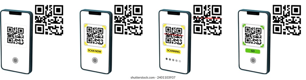 Scan qr code with mobile scanner. 3d rendered payment icon for digital phone screen. Red line for scanning and green check mark for successful payment