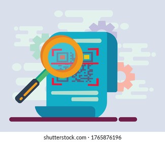 scan qr code on invoice concept vector illustration 