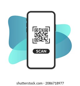 Scan QR code on smartphone. Sample Qr code for scanning. Qr verification. Scan me inscription tag. Vector