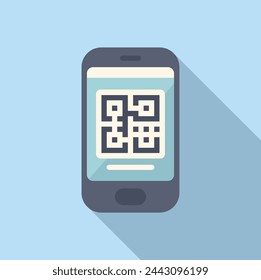 Escanee el código QR con el vector plano del icono del teléfono. Cuenta de acceso. Validación de usuario en línea