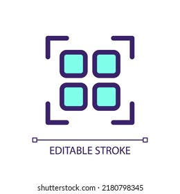 Scan qr code pixel perfect RGB color ui icon. Decode digital information. Simple filled line element. GUI, UX design for mobile app. Vector isolated pictogram. Editable stroke. Arial font used