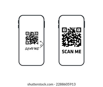Analizar código qr. Silueta, negro, conjunto de código QR. Vector. ilustración editorial.
