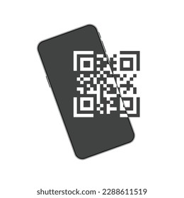 Escanear código QR con smartphone. Icono de escaneo de teléfono. 
