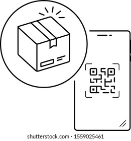 Scan QR code with smartphone. Vector outline icon.