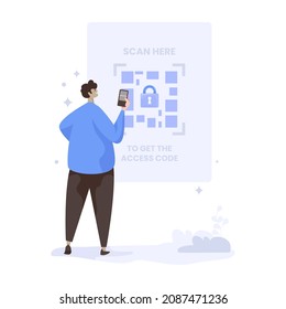 Scan QR code to unlock security access illustration design