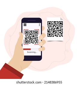 Scan the QR code with your mobile phone. Electronic, digital technologies, barcode. Vector illustration
