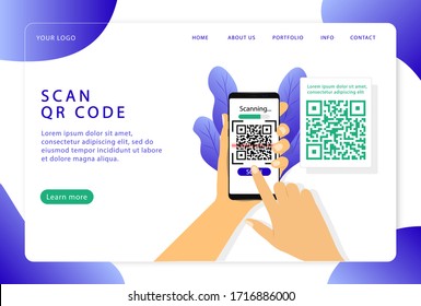 Scan Qr Codeverification Landing Page Modern Stock Vector (Royalty Free ...