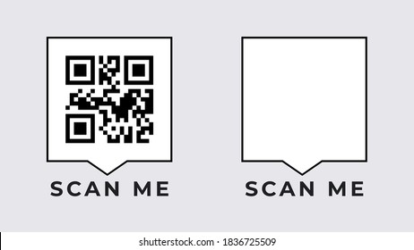 Scan qr mobile banner. Empty and filled scope digital code with technology of identifying goods online barcode information with ability to check and verify web reader on vector smartphone. - Powered by Shutterstock - Get 15% off with code: PIKWIZARD15