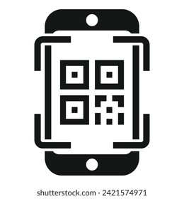 Scan smart check icon simple vector. Pay cell app. Quick coding space