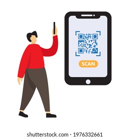 scan with smartphone illustration vector graphic