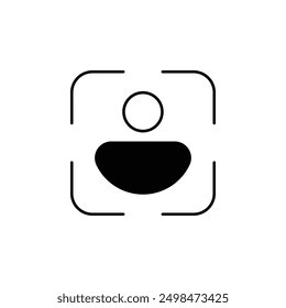 Scan User Icon - Minimalistic Silhouette of a Person within a Focus Frame, Ideal for User Interface, Verification, Identification, and Security Applications	
