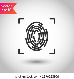 Scan vector icon. Fingerprint vector icon. Finger print vector sign. Linear thumbprint sign. Flat symbol. Illustration of authentication symbol.  EPS 10