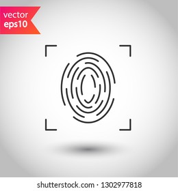 Scan vector icon. Fingerprint vector icon. Finger print vector sign. Linear thumbprint sign. Flat symbol. Illustration of authentication symbol.  EPS 10
