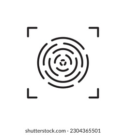 Icono de vector de exploración. Icono vectorial de huella digital. Diseño de señales planas de impresión de dedo. Signo de huella digital lineal. Ilustración del símbolo de autenticación. UI de usuario