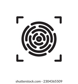 Icono de vector de exploración. Icono vectorial de huella digital. Diseño de señales planas de impresión de dedo. Signo de huella digital lineal. Ilustración del símbolo de autenticación. UI de usuario