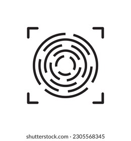 Icono de vector de exploración. Icono vectorial de huella digital. Diseño de señales planas de impresión de dedo. Signo de huella digital lineal. Ilustración del símbolo de autenticación. UI de usuario