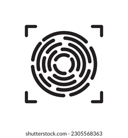 Icono de vector de exploración. Icono vectorial de huella digital. Diseño de señales planas de impresión de dedo. Signo de huella digital lineal. Ilustración del símbolo de autenticación. UI de usuario
