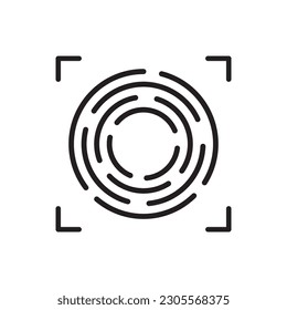 Vektorsymbol scannen. Fingerabdruck-Vektorsymbol. Fingerdruck-Flachbild-Design. Lineares Vorschaubild. Illustration des Authentifizierungszeichens. UX-Benutzeroberfläche