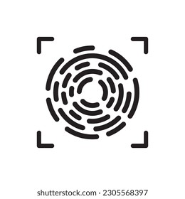 Icono de vector de exploración. Icono vectorial de huella digital. Diseño de señales planas de impresión de dedo. Signo de huella digital lineal. Ilustración del símbolo de autenticación. UI de usuario