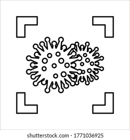 icono de exploración de virus en fondo blanco